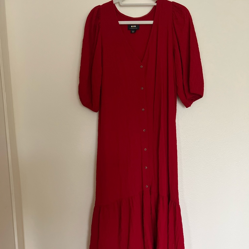 Maeve red flowy maxi dress S